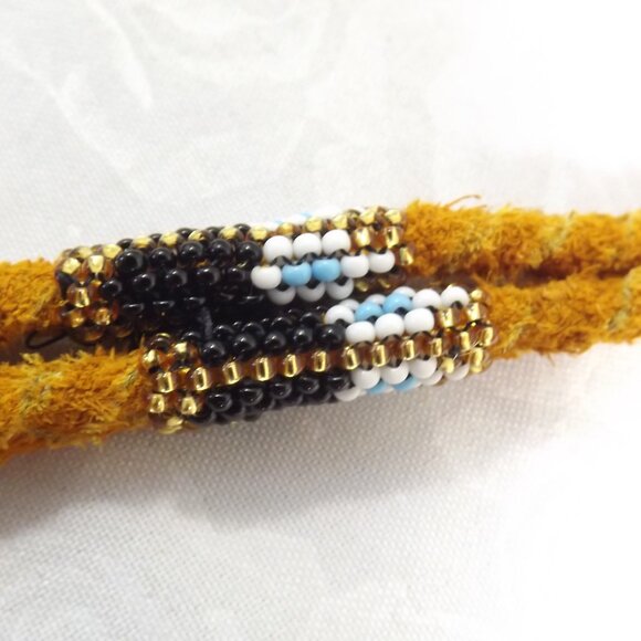 Handcrafted Braided Leather Beaded Lanyard - Picture 3 of 6